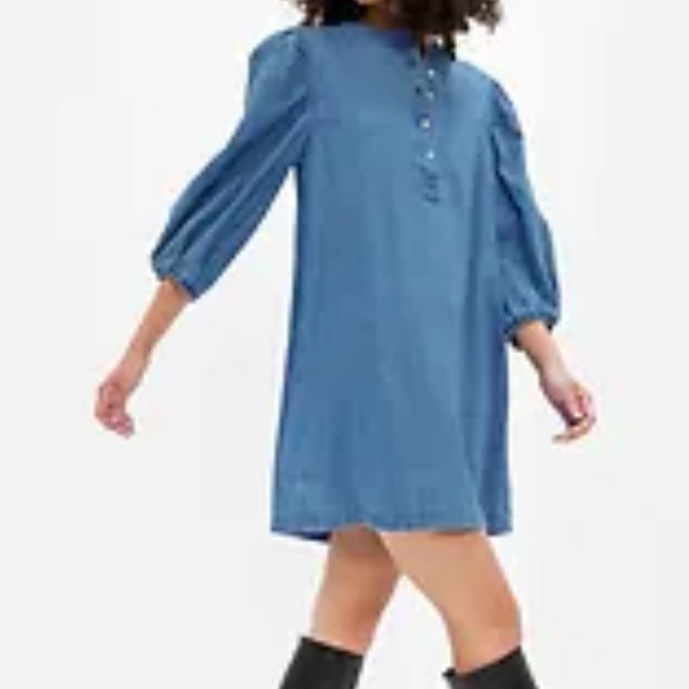 NEW Gap Denim Popover  Mini Dress with Washwell